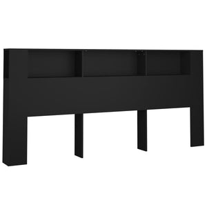 Schwarzes Kopfteil mit Ablagen 220 cm