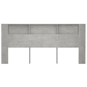 Betongraues Kopfteil mit Ablagen, 220 cm