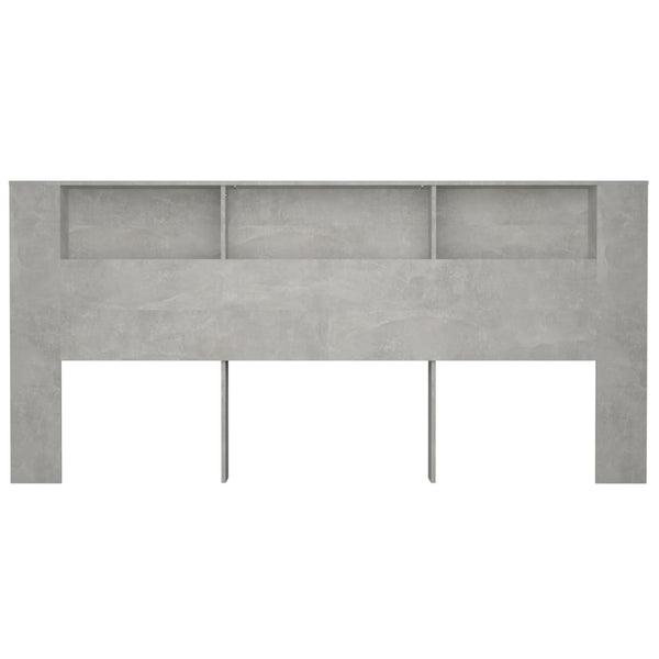 Betongraues Kopfteil mit Ablagen, 220 cm