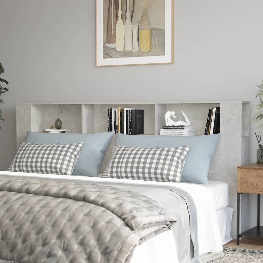 vidaXL Headboard with Storage Concrete Grey 220x18.5x104.5 cm