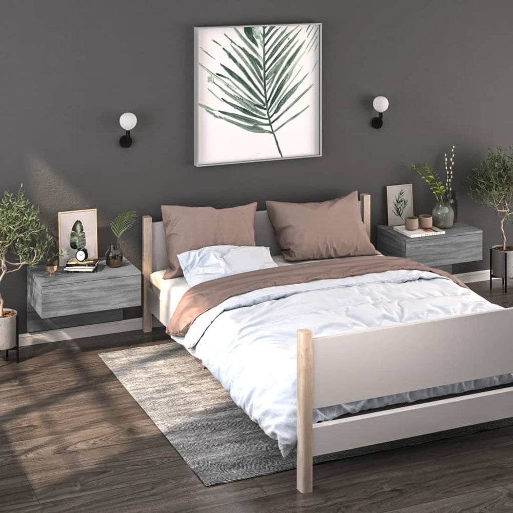 vidaXL Wall-Mounted Nightstands 2 pcs. Sonoma Grey