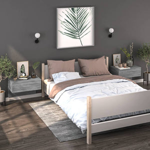 Wand-Nachttische Grau Sonoma, 2er-Set