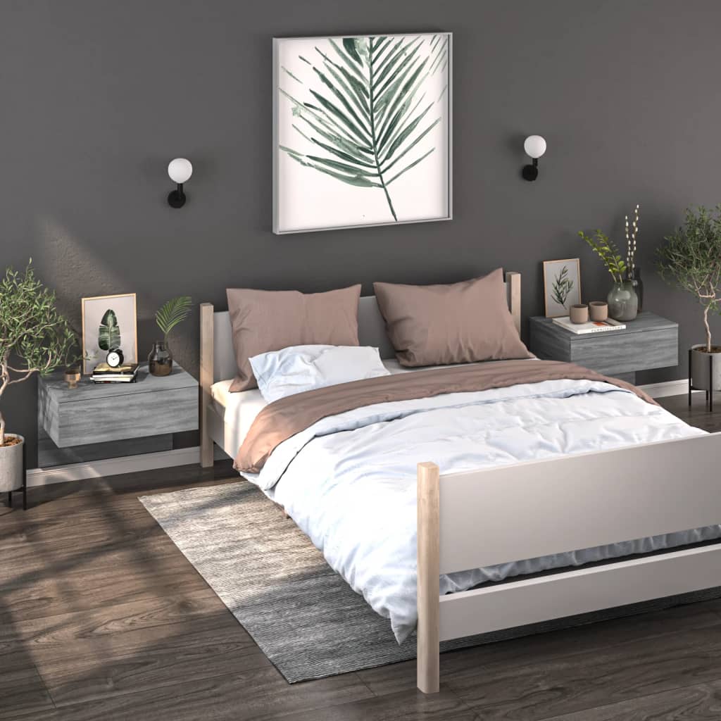 Wand-Nachttische Grau Sonoma, 2er-Set