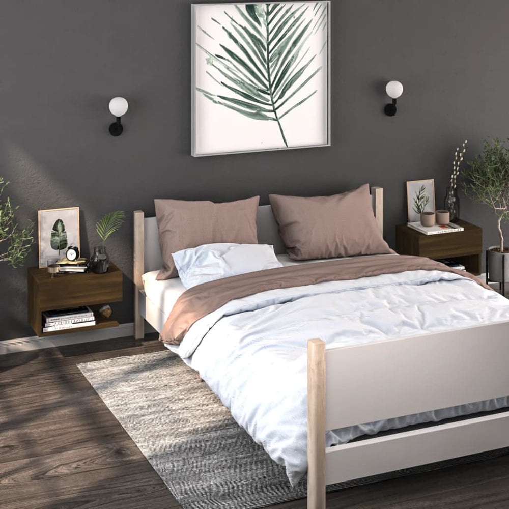 Wand-Nachttische 2er Set Eichenoptik