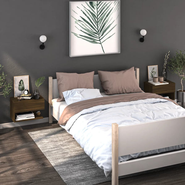 Wand-Nachttische 2er Set Eichenoptik