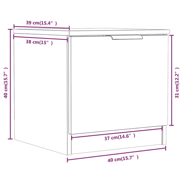 Nachttische 2er Set – Eichenoptik Braun 40x40cm