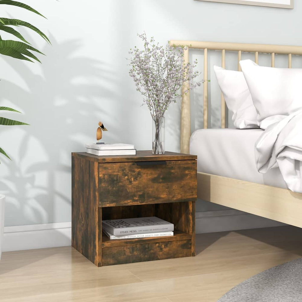 vidaXL Bedside Table Smoked Oak Engineered Wood