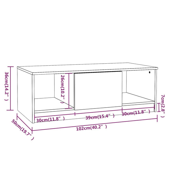 Couchtisch Braun Eichen-Optik 102x50 cm