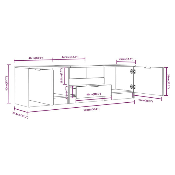 TV-Schrank Räuchereiche 140 cm