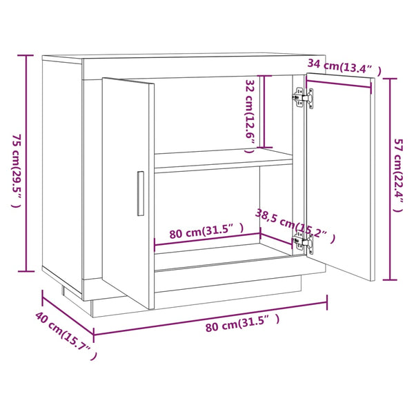 Sideboard Grau Sonoma 80x40x75 cm