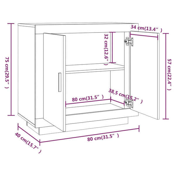 Sideboard Braun Eichenoptik 80 cm