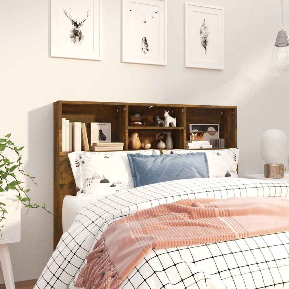 vidaXL Headboard with Storage Smoked Oak 120x19x103.5 cm