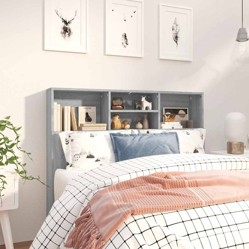 vidaXL Headboard with Storage Grey Sonoma 120x19x103.5 cm