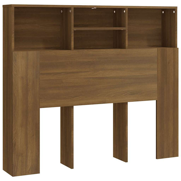 Kopfteil mit Ablagen, Braun Eiche, 120 cm