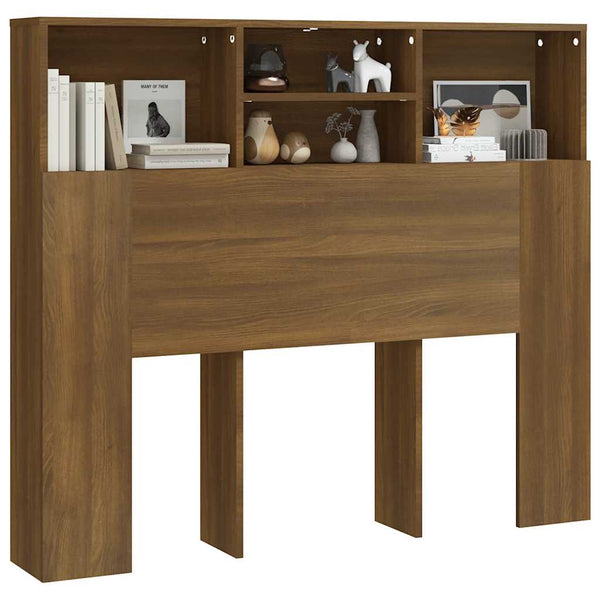 Kopfteil mit Ablagen, Braun Eiche, 120 cm
