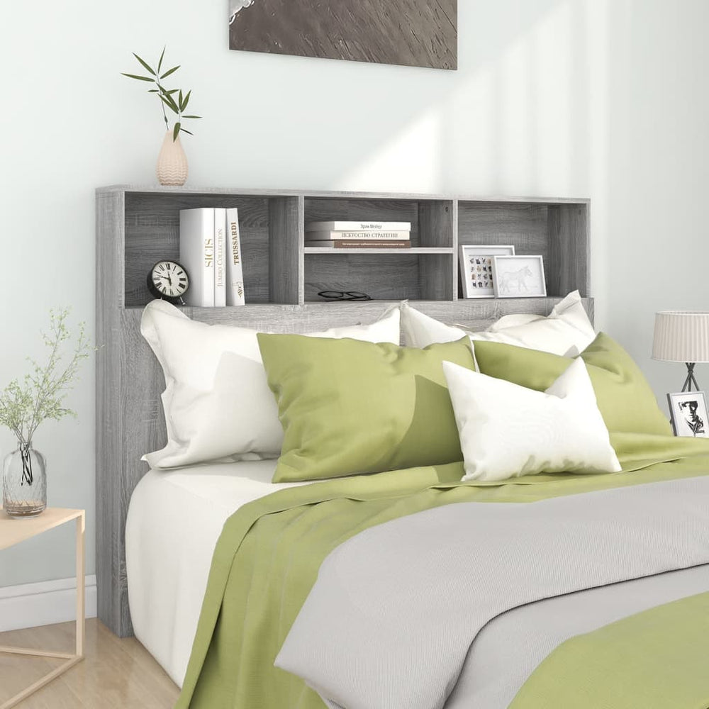 vidaXL Headboard with Storage Grey Sonoma 140x19x103.5 cm