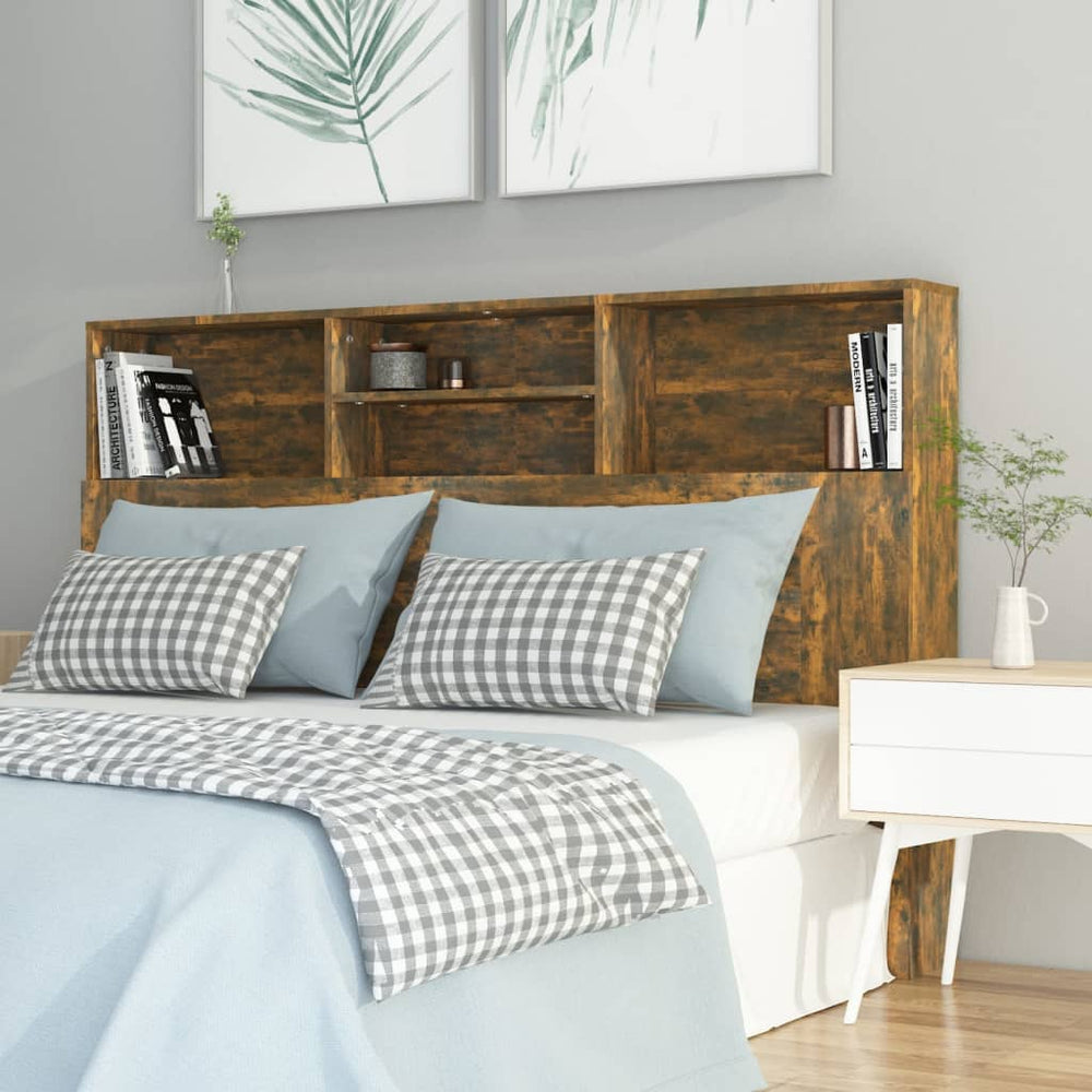 vidaXL Headboard with Storage Smoked Oak 160x19x103.5 cm
