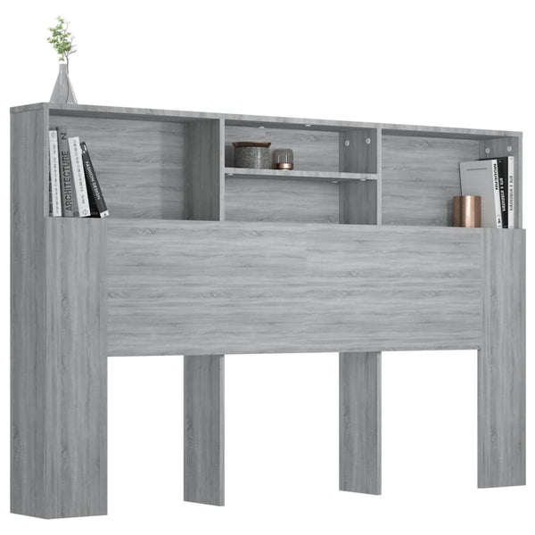 Kopfteil mit Ablagen Grau Sonoma 160 cm