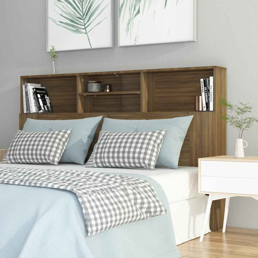 vidaXL Headboard with Storage Oak Look Brown 160x19x103.5 cm