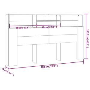 Kopfteil mit Ablagen Räuchereiche 180 cm