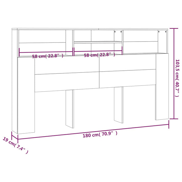 Kopfteil mit Ablagen Räuchereiche 180 cm