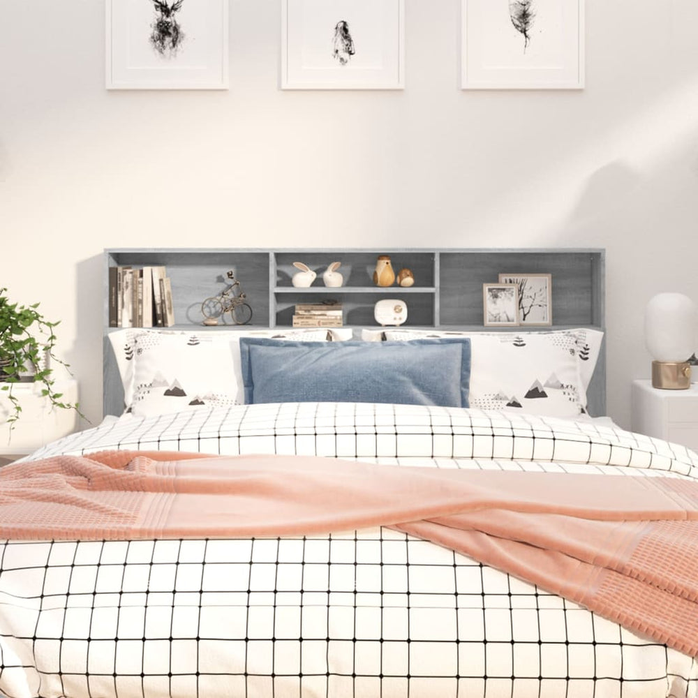 vidaXL Headboard with Storage Grey Sonoma 180x19x103.5 cm