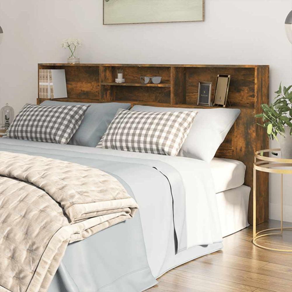 vidaXL Headboard with Storage Smoked Oak 200x19x103.5 cm