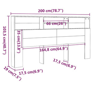 Kopfteil mit Ablagen Grau Sonoma 200 cm