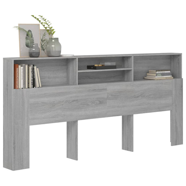 Kopfteil mit Ablagen Grau Sonoma 220 cm