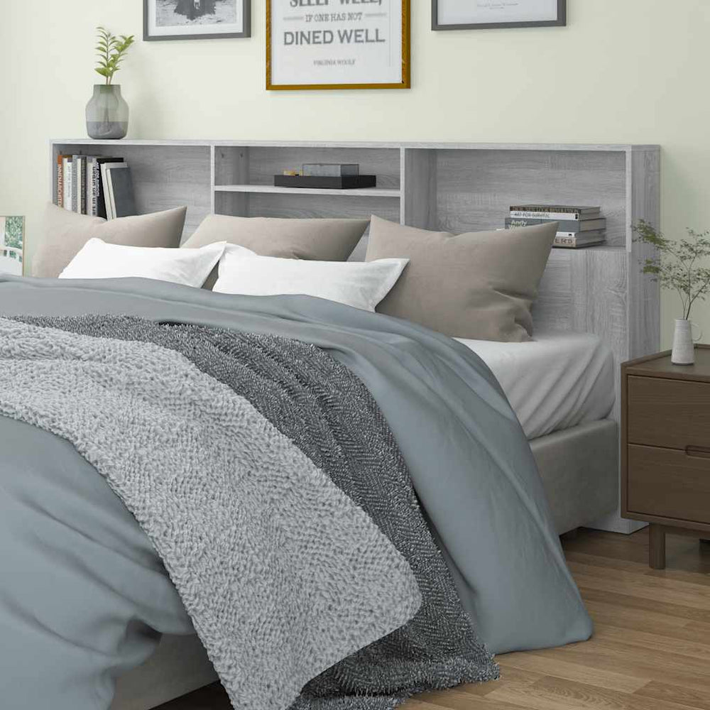vidaXL Headboard with Storage Grey Sonoma 220x19x103.5 cm