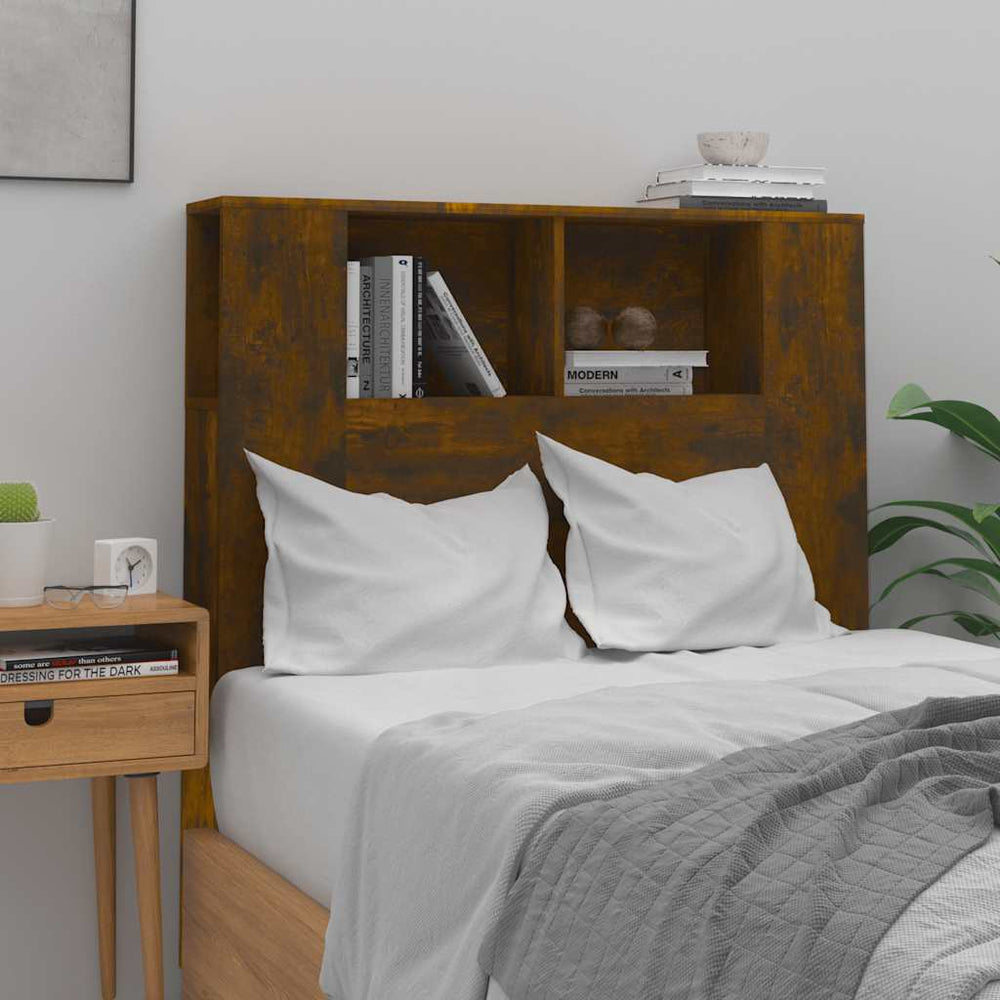 vidaXL Headboard with Storage Smoked Oak 100x18.5x102.5 cm