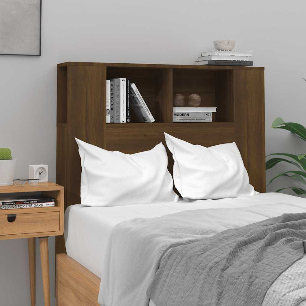 vidaXL Headboard with Shelves Brown Oak Look 100x18.5x102.5 cm