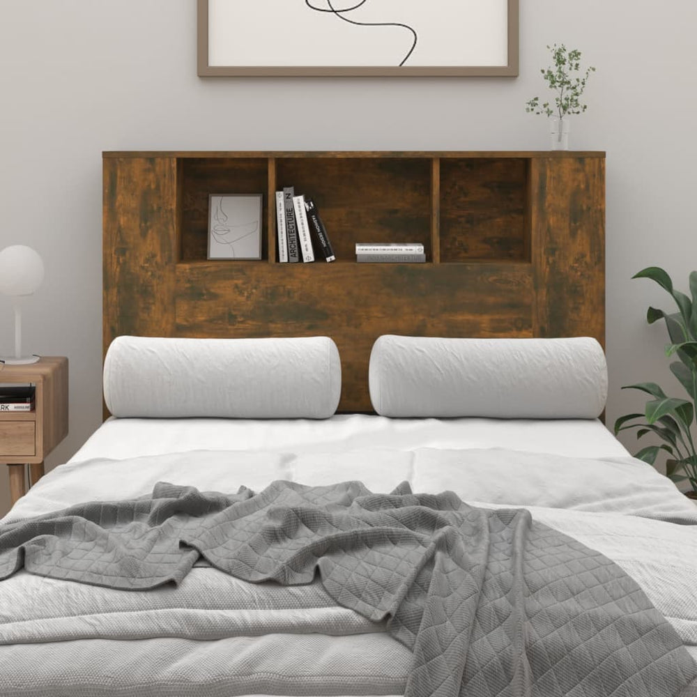 vidaXL Headboard with Storage Smoked Oak 120x18.5x102.5 cm