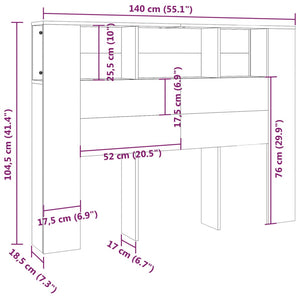 Kopfteil mit Ablagen Grau Sonoma 140 cm