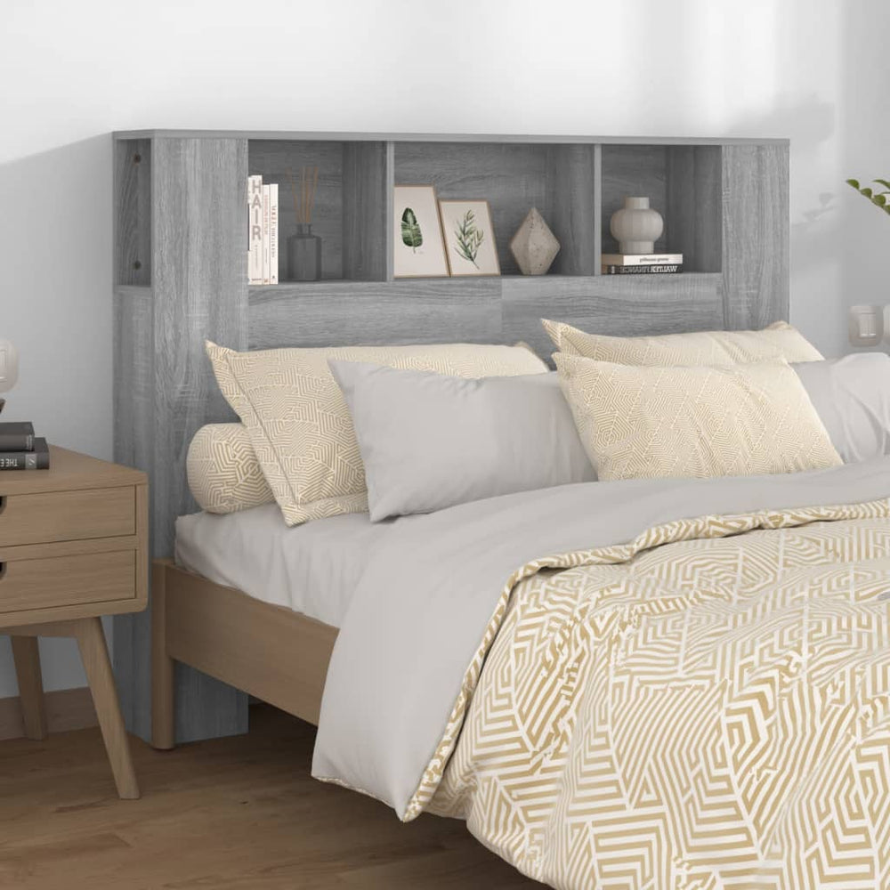 vidaXL Headboard with Storage Gray Sonoma 140x18.5x104.5 cm