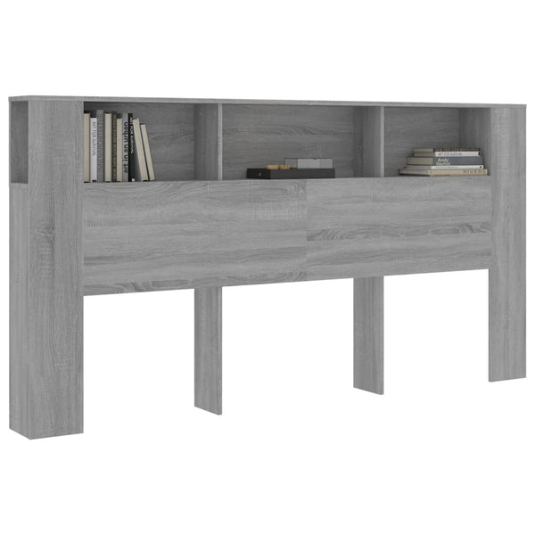 Kopfteil mit Ablagen Grau Sonoma 200 cm