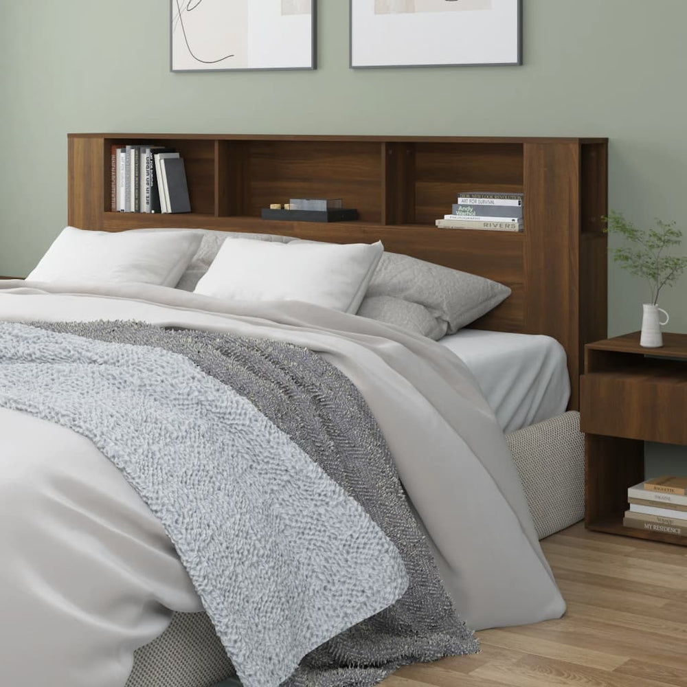 vidaXL Headboard with Storage Oak Look Brown 200x18.5x104.5 cm