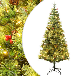 Weihnachtsbaum mit Beleuchtung und Zapfen 120cm