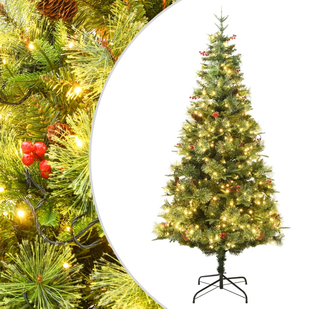 Weihnachtsbaum mit Beleuchtung und Zapfen 120cm