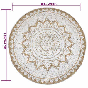 Geflochtener Jute Teppich, 180cm, Rund