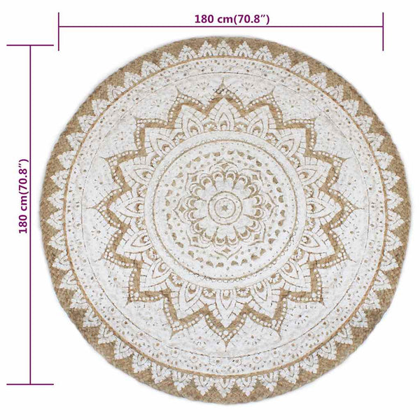 Geflochtener Jute Teppich, 180cm, Rund