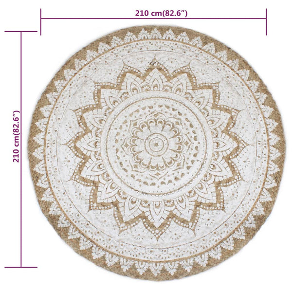 Geflochtener Jute Teppich, 210 cm Rund