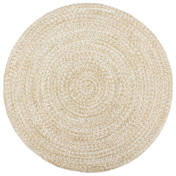 Handgefertigter Jute Teppich, Weiß/Braun, 180cm