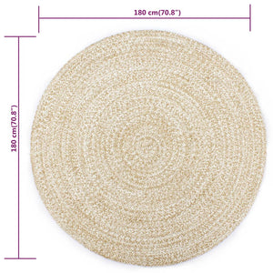 Handgefertigter Jute Teppich, Weiß/Braun, 180cm