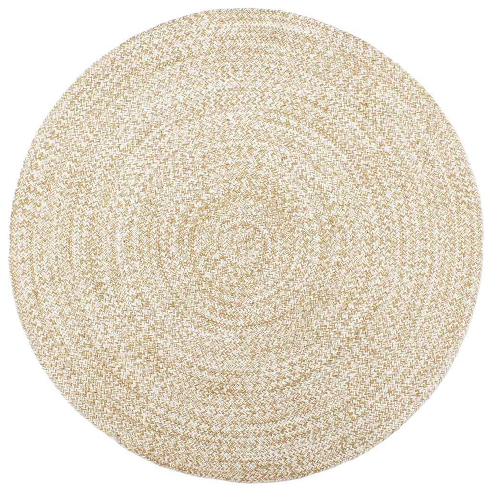 Handgefertigter Jute Teppich Weiß Braun 210 cm