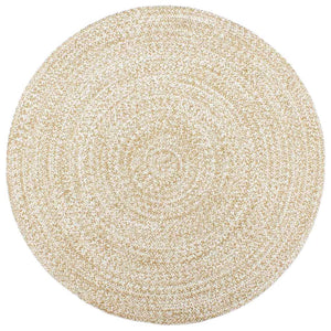 Handgefertigter Jute Teppich Weiß Braun 210 cm