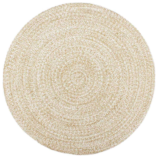 Handgefertigter Jute Teppich Weiß Braun 210 cm