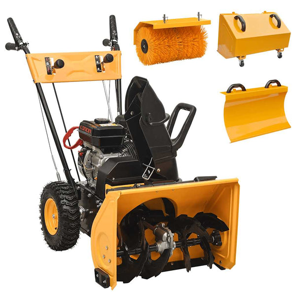 4-in-1 Schneefräse und Kehrmaschine Set Benzinbetrieben 6,5 PS