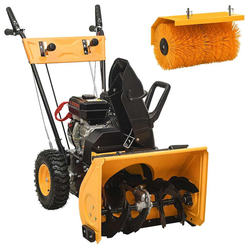 4-in-1 Schneefräse und Kehrmaschine Set Benzinbetrieben 6,5 PS