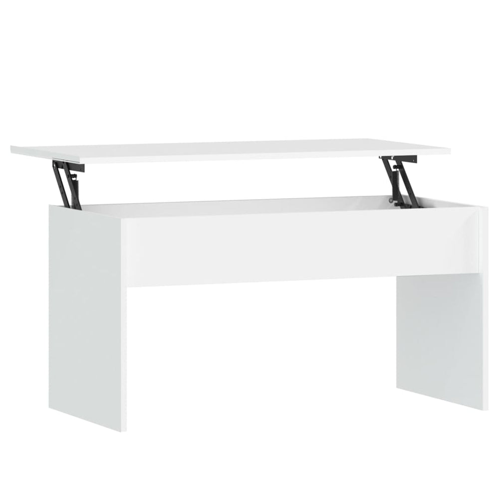 Weißer Couchtisch mit Höhenverstellung, 102 cm